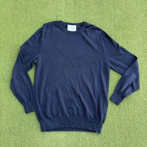 Håndværk Varsity Sweatshirt Navy Melange Peruvian Pima Cotton Men's Med Knit